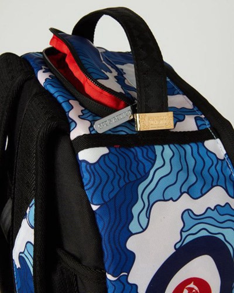 Blue Sprayground The Shark Wave (Made From 100 Recycled Plastic Bottles From The Ocean) Backpacks | 92460-YGWP