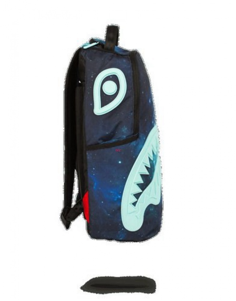 Blue Sprayground Tiff Galaxy Rubber Shark Backpacks | 81245-ZMNU