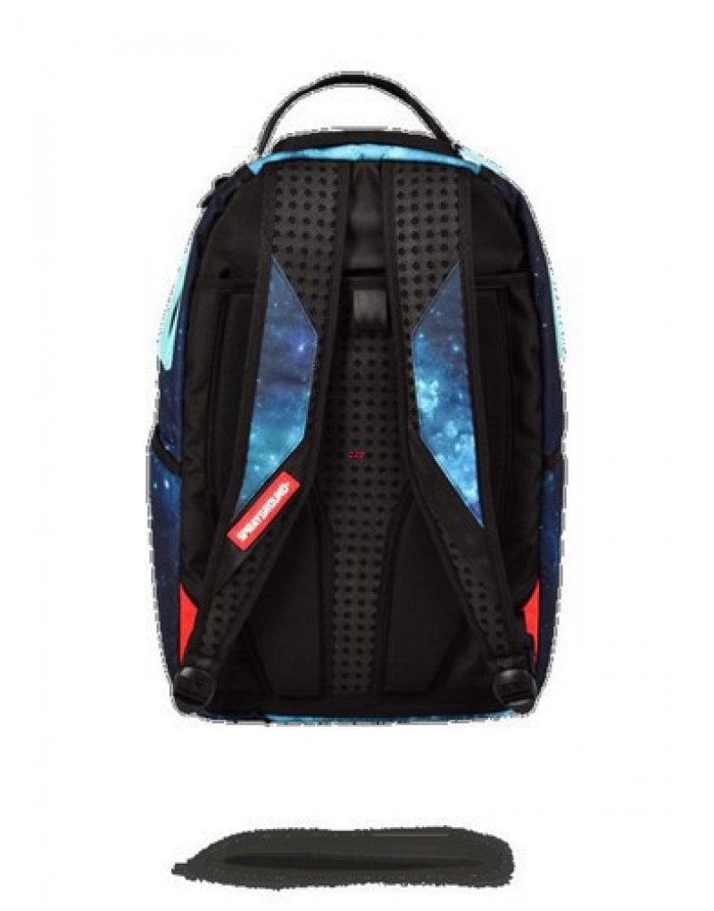 Blue Sprayground Tiff Galaxy Rubber Shark Backpacks | 81245-ZMNU