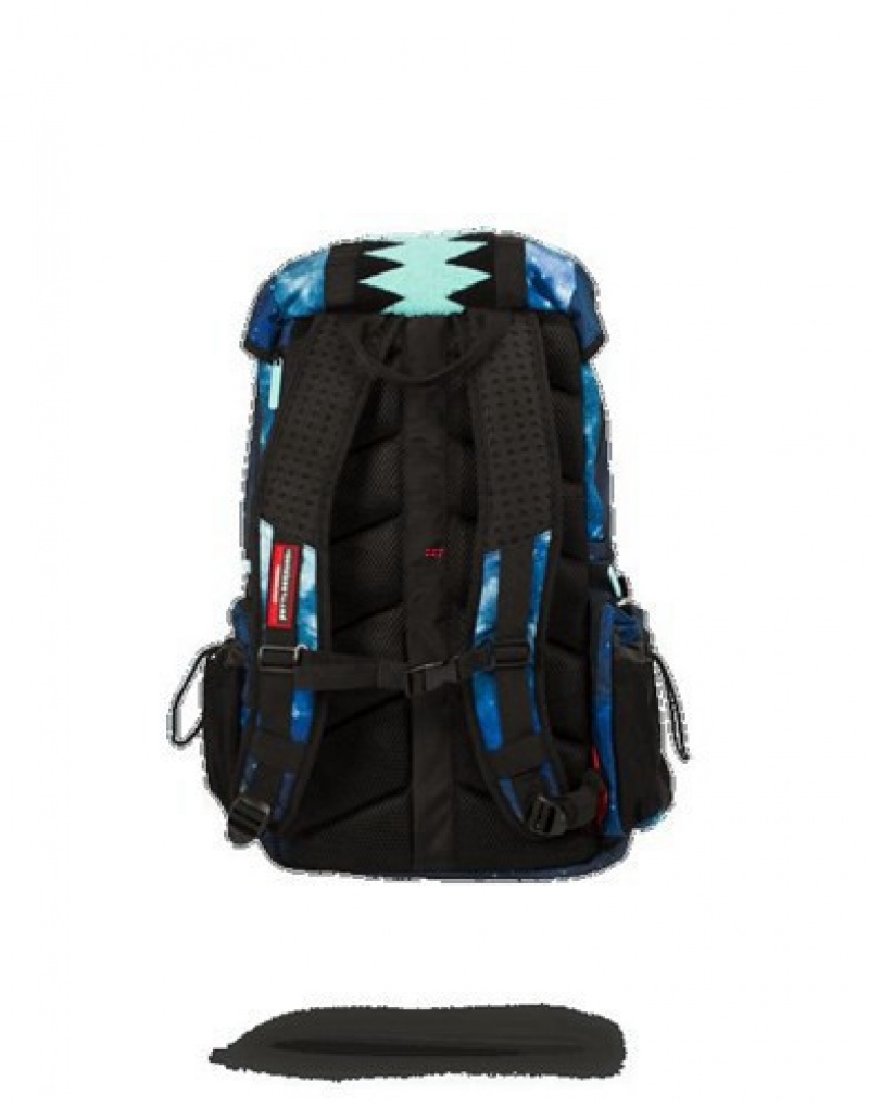 Blue Sprayground Tiff Galaxy Vertical Sharkmouth Top Gear Backpacks | 37496-UOXC