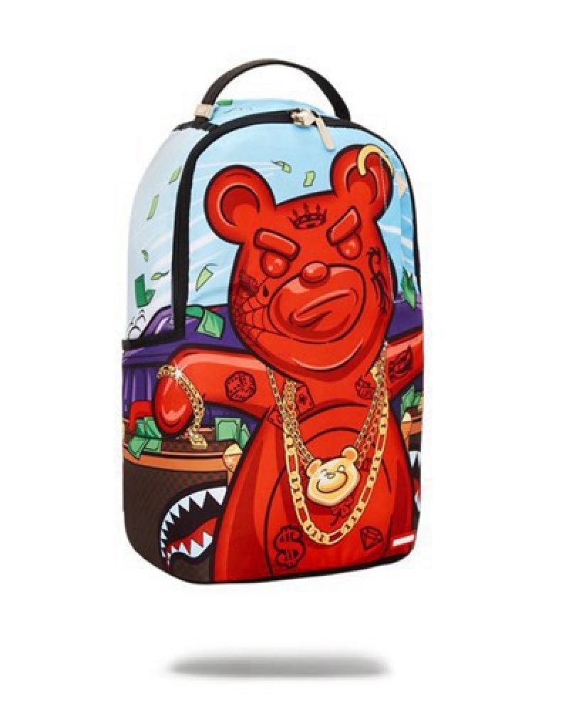 Blue / Red Sprayground Diablo Another Day Another Dolla (Dlxr) Backpacks | 24915-KDAT