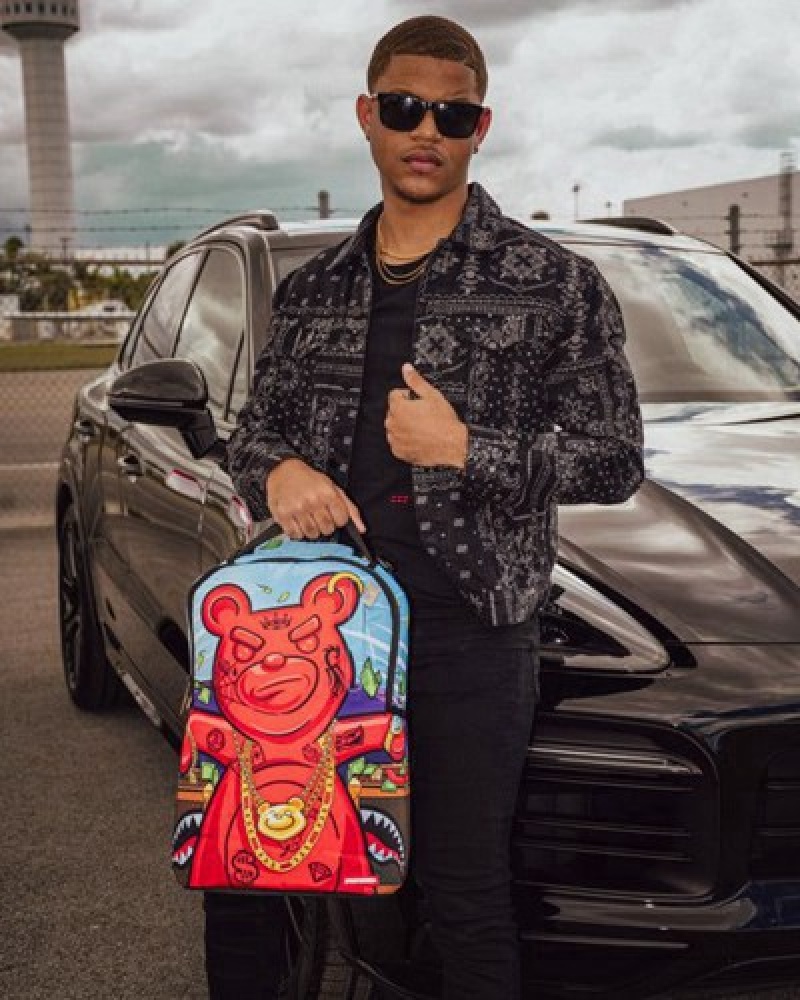 Blue / Red Sprayground Diablo Another Day Another Dolla (Dlxr) Backpacks | 24915-KDAT