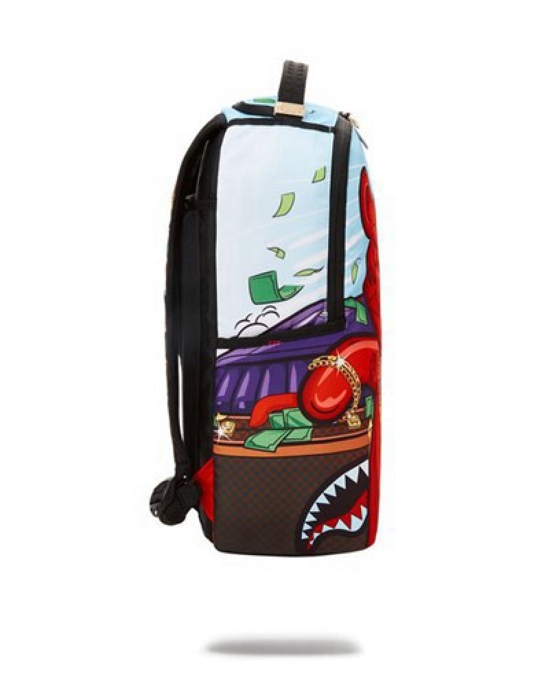 Blue / Red Sprayground Diablo Another Day Another Dolla (Dlxr) Backpacks | 24915-KDAT