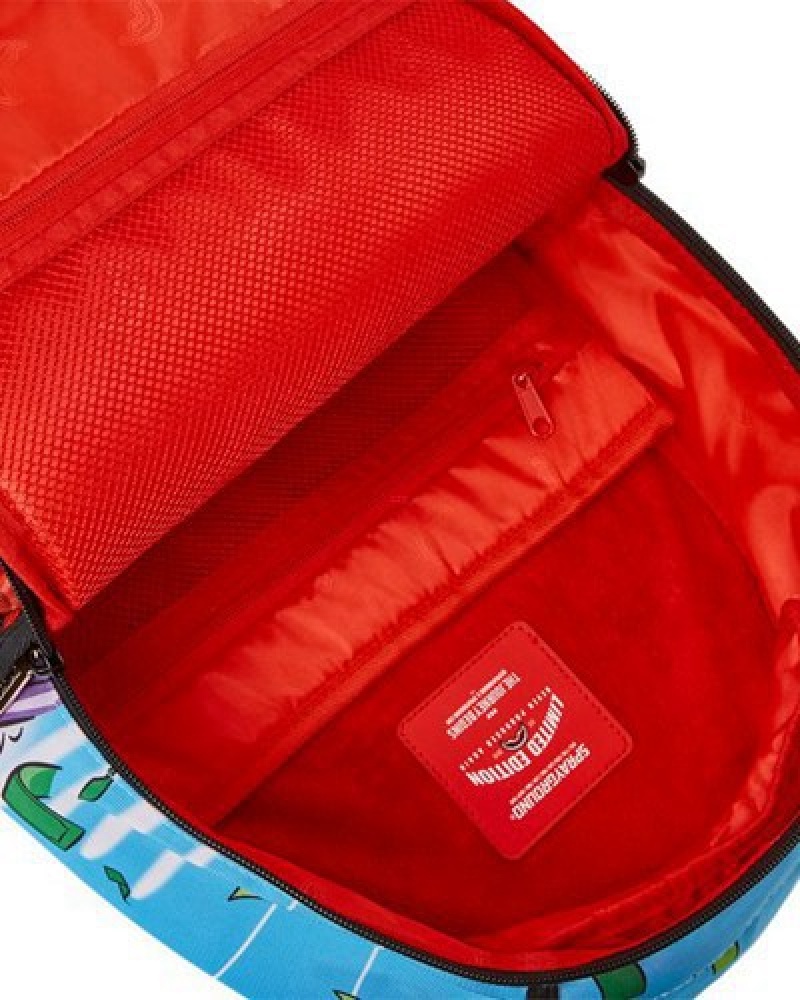 Blue / Red Sprayground Diablo Another Day Another Dolla (Dlxr) Backpacks | 24915-KDAT