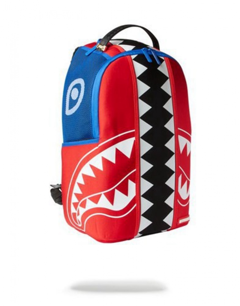 Blue / Red Sprayground Winners Take All Backpacks | 74392-UZCM