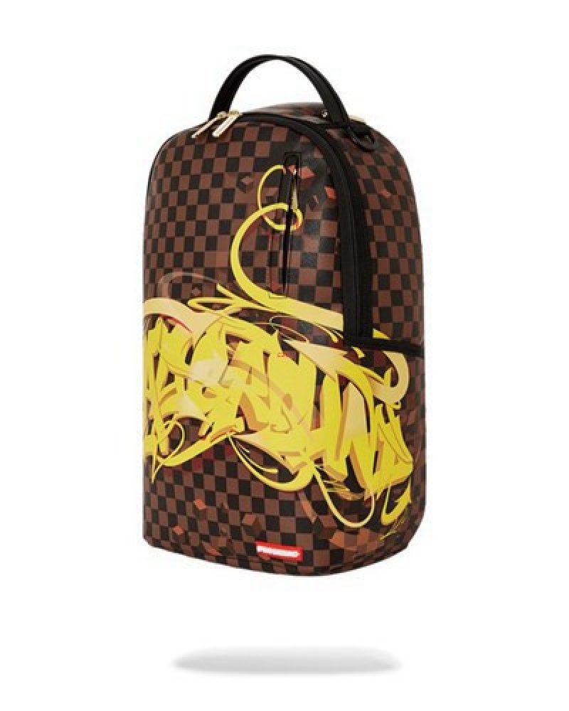 Brown Sprayground 3d Graffiti (Dlxv) Backpacks | 61945-LYON