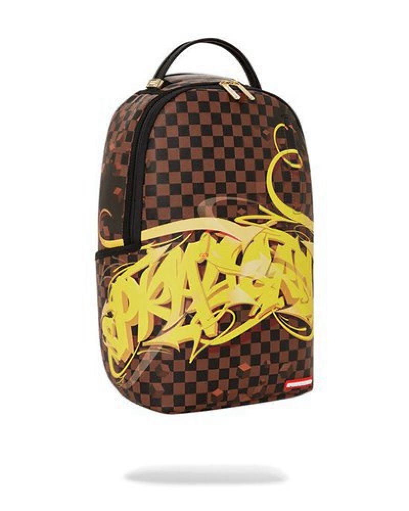 Brown Sprayground 3d Graffiti (Dlxv) Backpacks | 61945-LYON