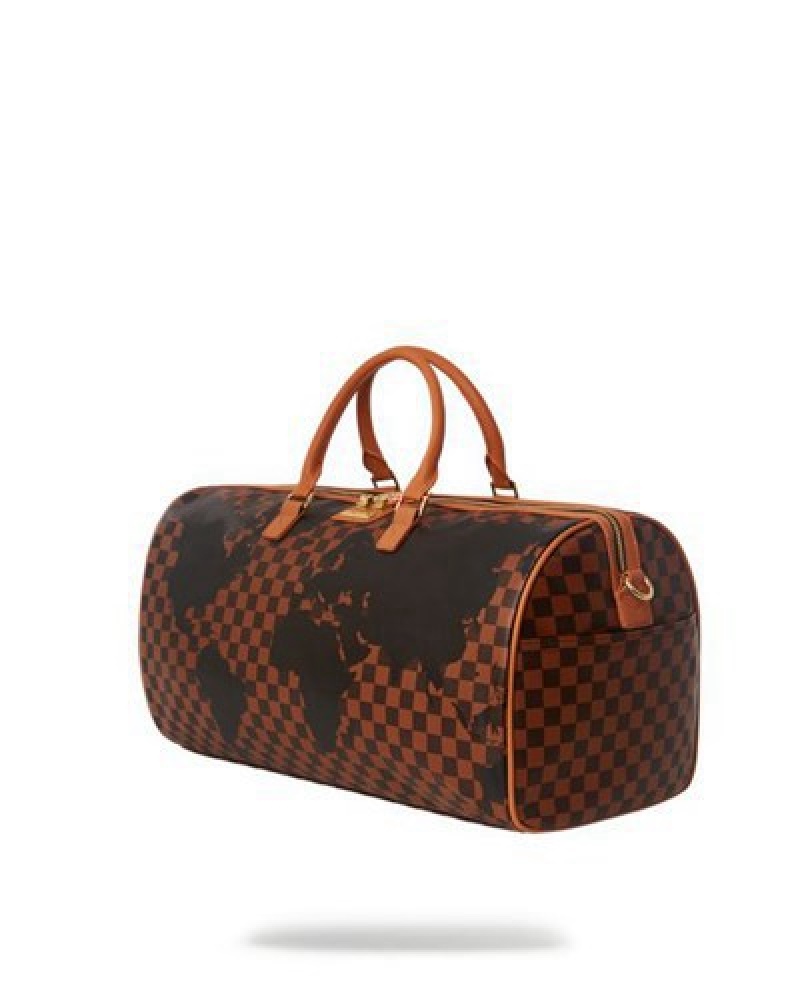 Brown Sprayground A.I.5 Global Duffle Bags | 70965-VAPF