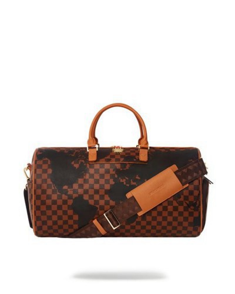 Brown Sprayground A.I.5 Global Duffle Bags | 70965-VAPF