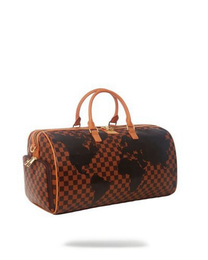 Brown Sprayground A.I.5 Global Duffle Bags | 70965-VAPF