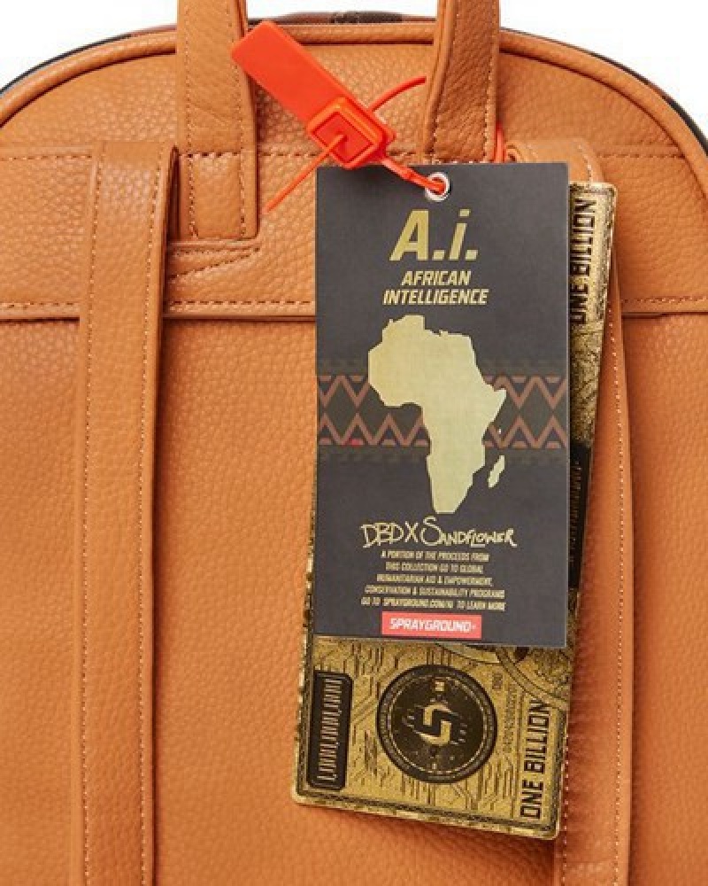 Brown Sprayground A.I.5 Global Savage Backpacks | 50319-JPIF