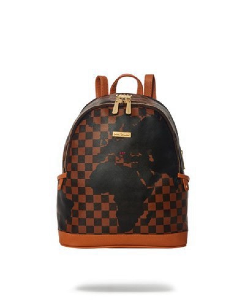 Brown Sprayground A.I.5 Global Savage Backpacks | 50319-JPIF