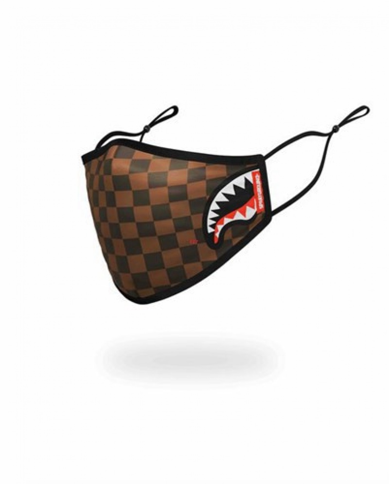 Brown Sprayground Adult Sharks In Paris (Side Shark) Form-fitting Face Masks | 36714-BPHU