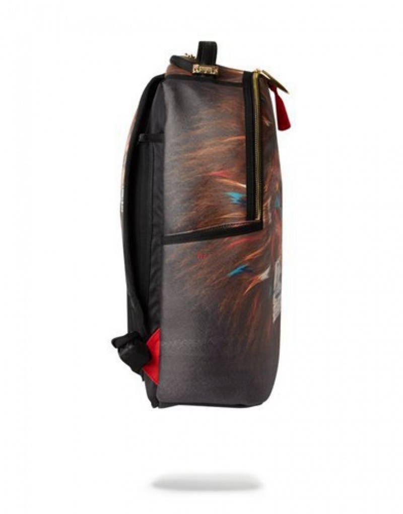 Brown Sprayground Ai Ceo Lion Backpacks | 92174-HQPL