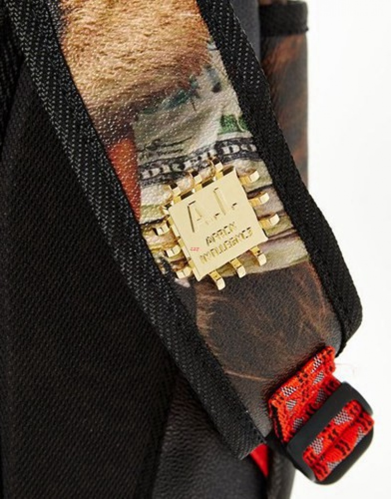 Brown Sprayground Ai Ceo Lion Backpacks | 92174-HQPL