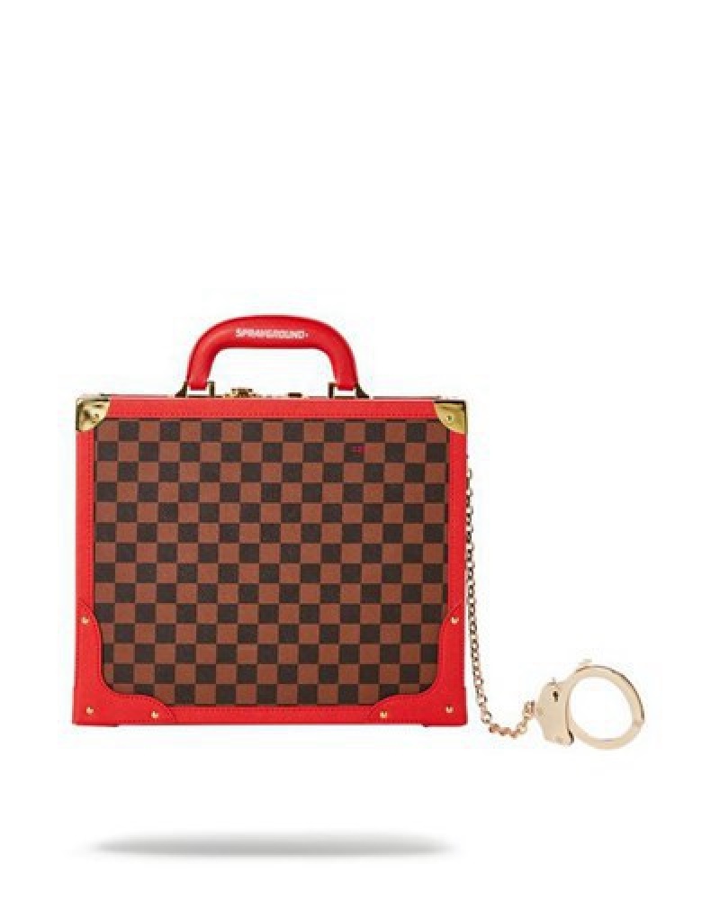 Brown Sprayground All Or Nothing Sharks In Paris Attaché Handcuff Briefcase | 07839-HZFI