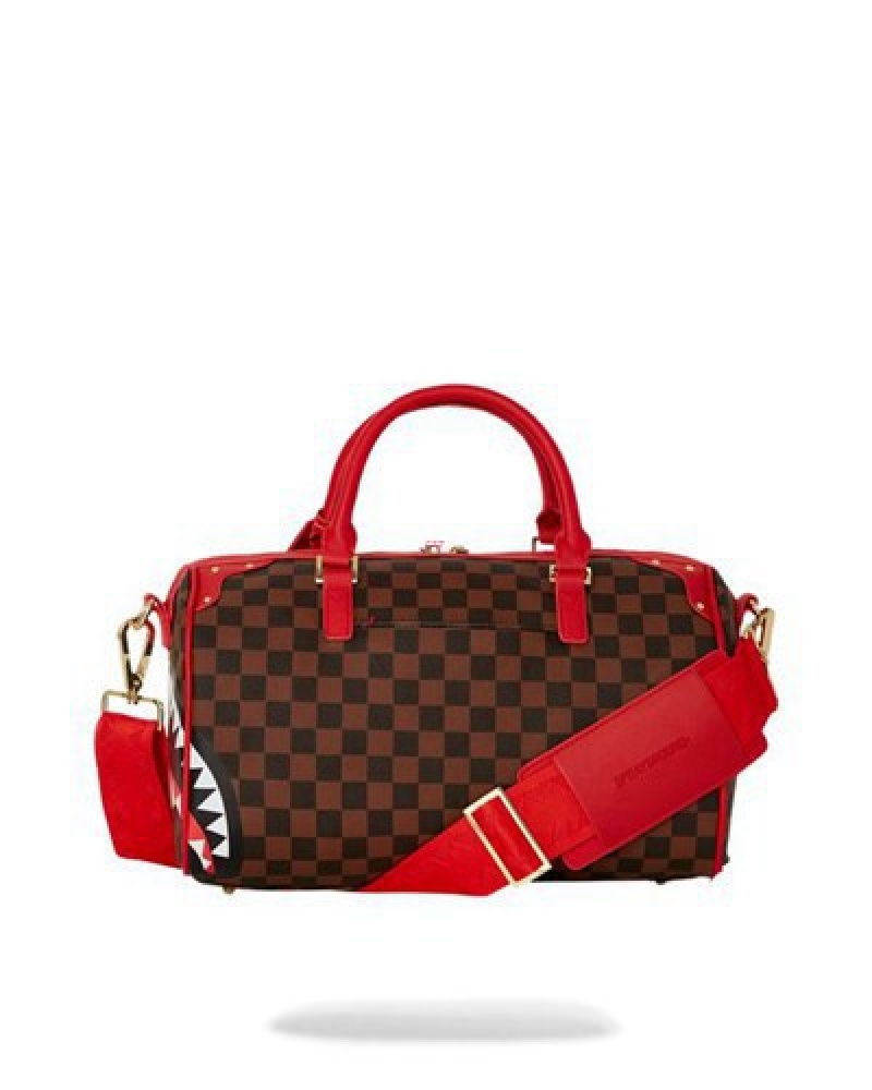 Brown Sprayground All Or Nothing Sharks In Paris Mini Duffle Bags | 75086-BQFU