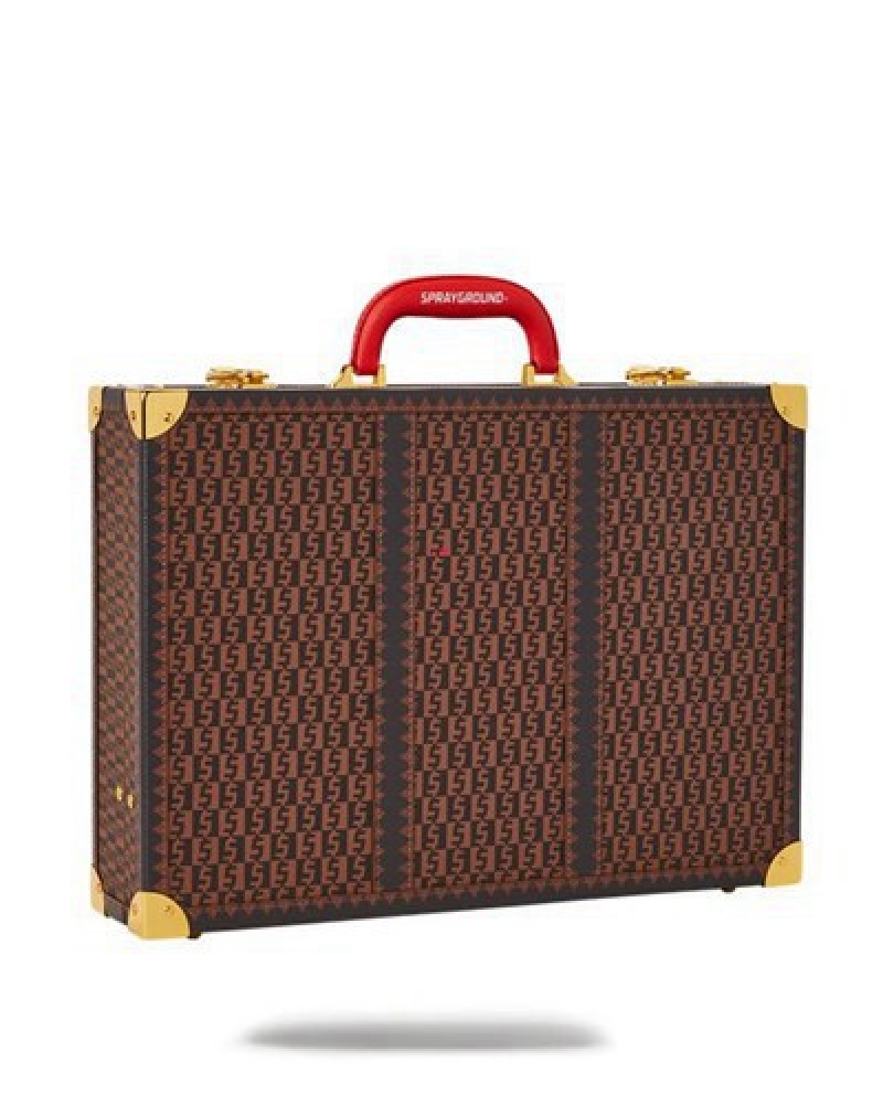 Brown Sprayground Alpha Navigator Attaché Briefcase | 09251-FWXO