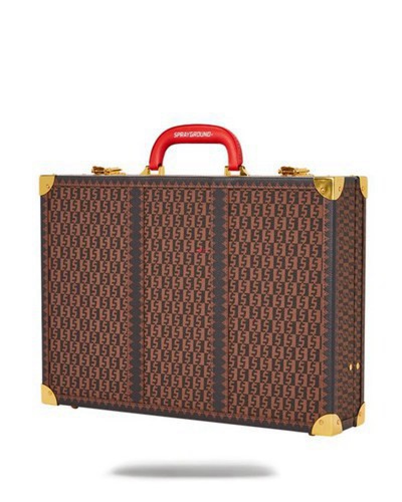 Brown Sprayground Alpha Navigator Attaché Briefcase | 09251-FWXO