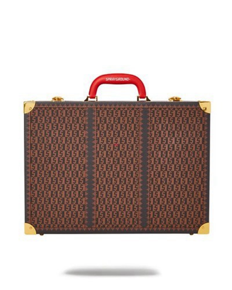 Brown Sprayground Alpha Navigator Attaché Briefcase | 09251-FWXO