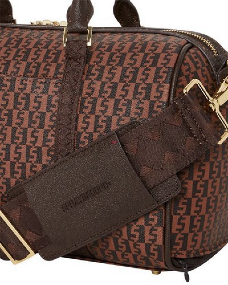 Brown Sprayground Alpha Navigator Mini Duffle Bags | 40235-RZIW