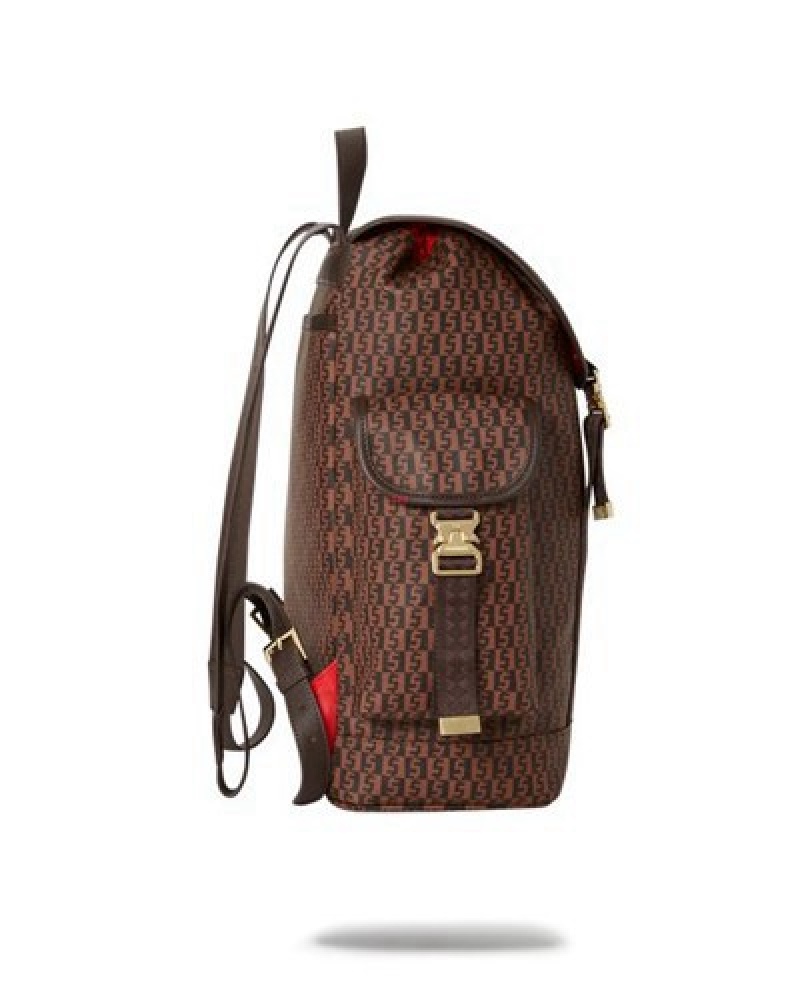 Brown Sprayground Alpha Navigator Monte Carlo Backpacks | 52416-VASH