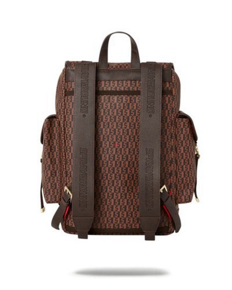 Brown Sprayground Alpha Navigator Monte Carlo Backpacks | 52416-VASH