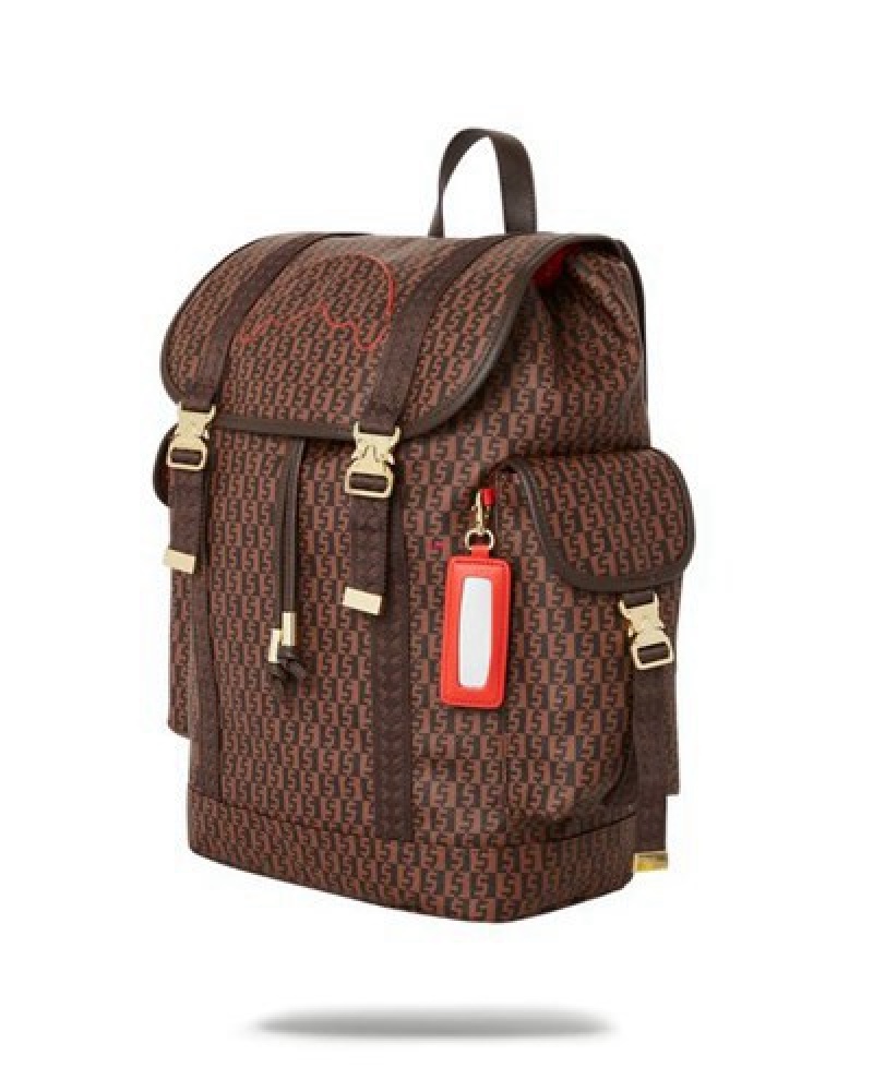 Brown Sprayground Alpha Navigator Monte Carlo Backpacks | 52416-VASH