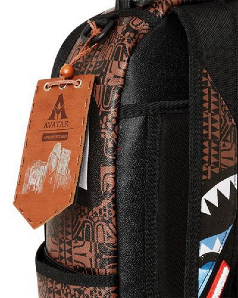 Brown Sprayground Avatar Tulkun Flight Shark Backpacks | 62701-VOBT