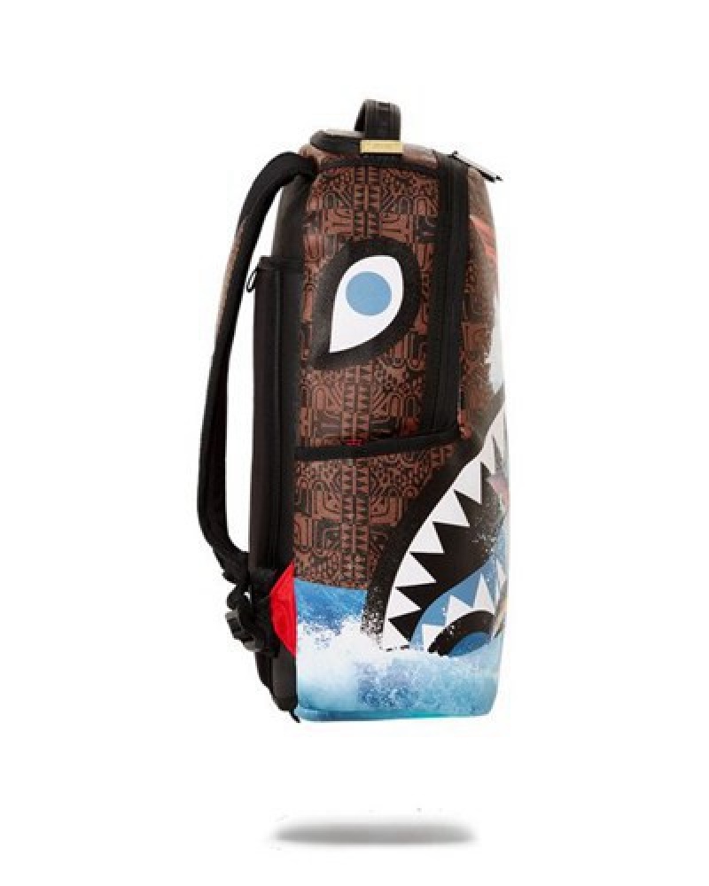 Brown Sprayground Avatar Tulkun Flight Shark Backpacks | 62701-VOBT