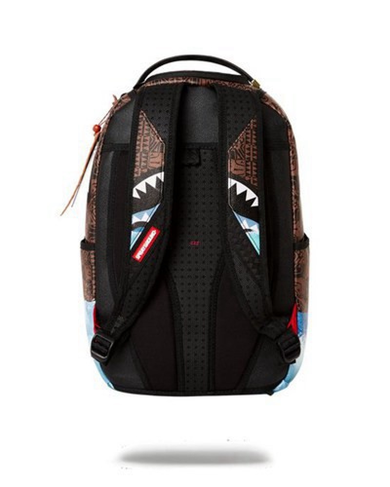 Brown Sprayground Avatar Tulkun Flight Shark Backpacks | 62701-VOBT