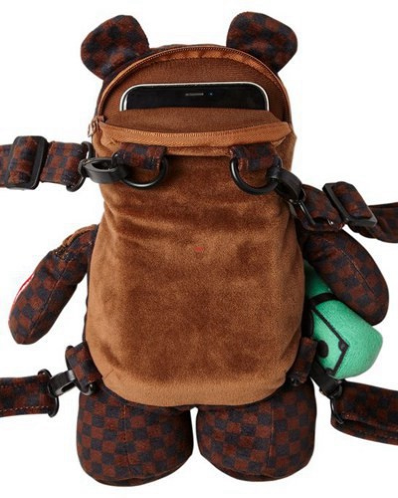 Brown Sprayground Bear Cub - 3am Never Sleep Backpacks | 38701-QNVC