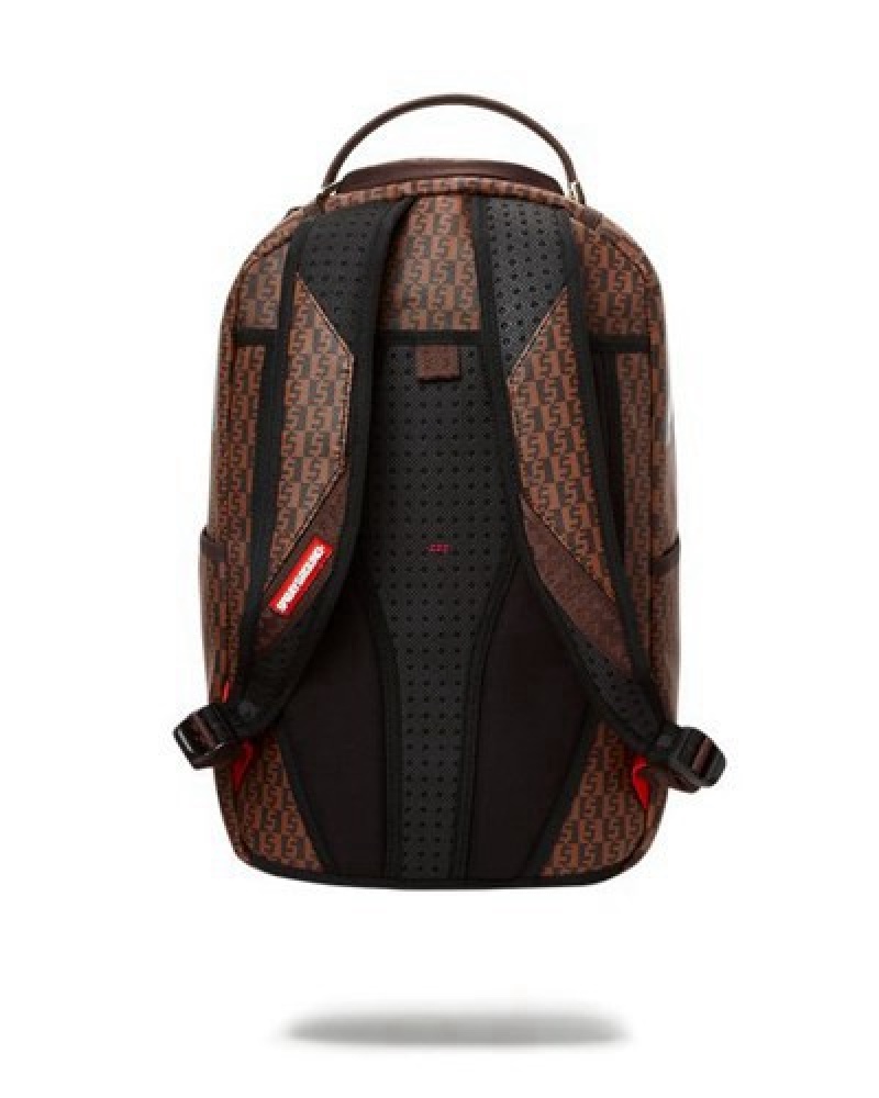 Brown Sprayground Cashin Checks (Dlxv) Backpacks | 32569-YZOI