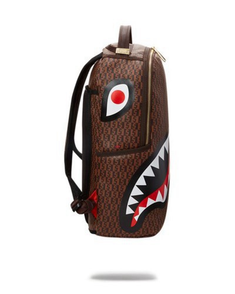 Brown Sprayground Cashin Checks (Dlxv) Backpacks | 32569-YZOI