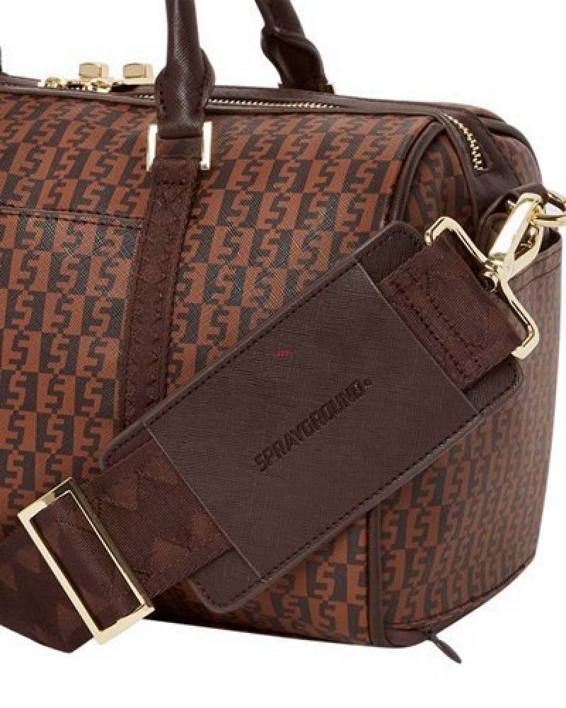 Brown Sprayground Cashin Checks Mini Duffle Bags | 04958-PWKF