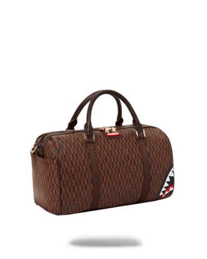 Brown Sprayground Cashin Checks Mini Duffle Bags | 04958-PWKF