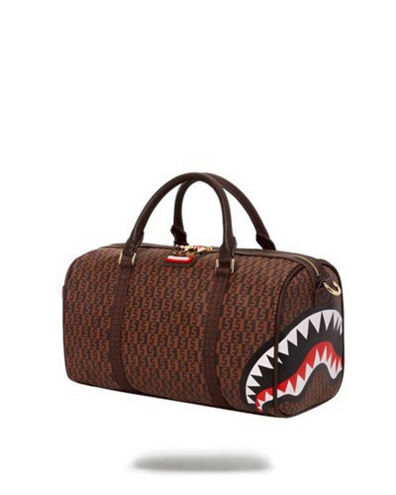 Brown Sprayground Cashin Checks Mini Duffle Bags | 04958-PWKF