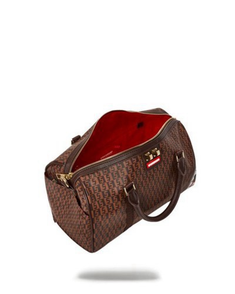 Brown Sprayground Cashin Checks Mini Duffle Bags | 04958-PWKF