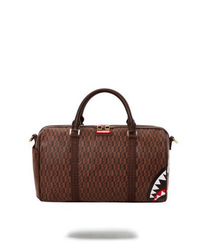 Brown Sprayground Cashin Checks Mini Duffle Bags | 04958-PWKF