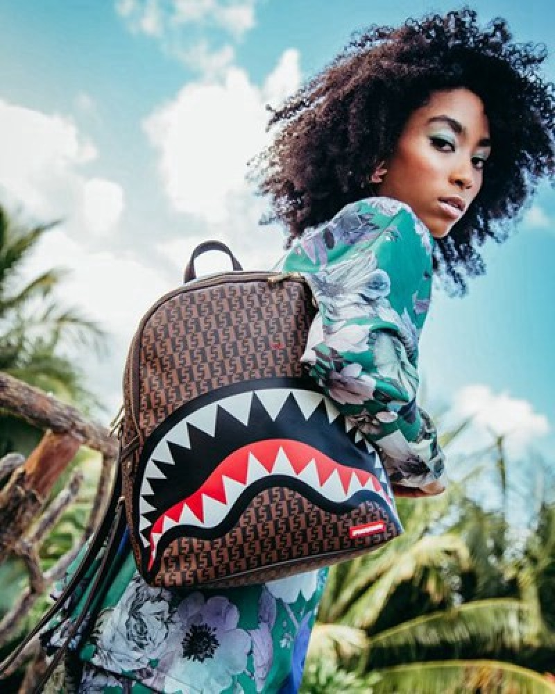 Brown Sprayground Cashin Checks Savage Backpacks | 24796-ECWY