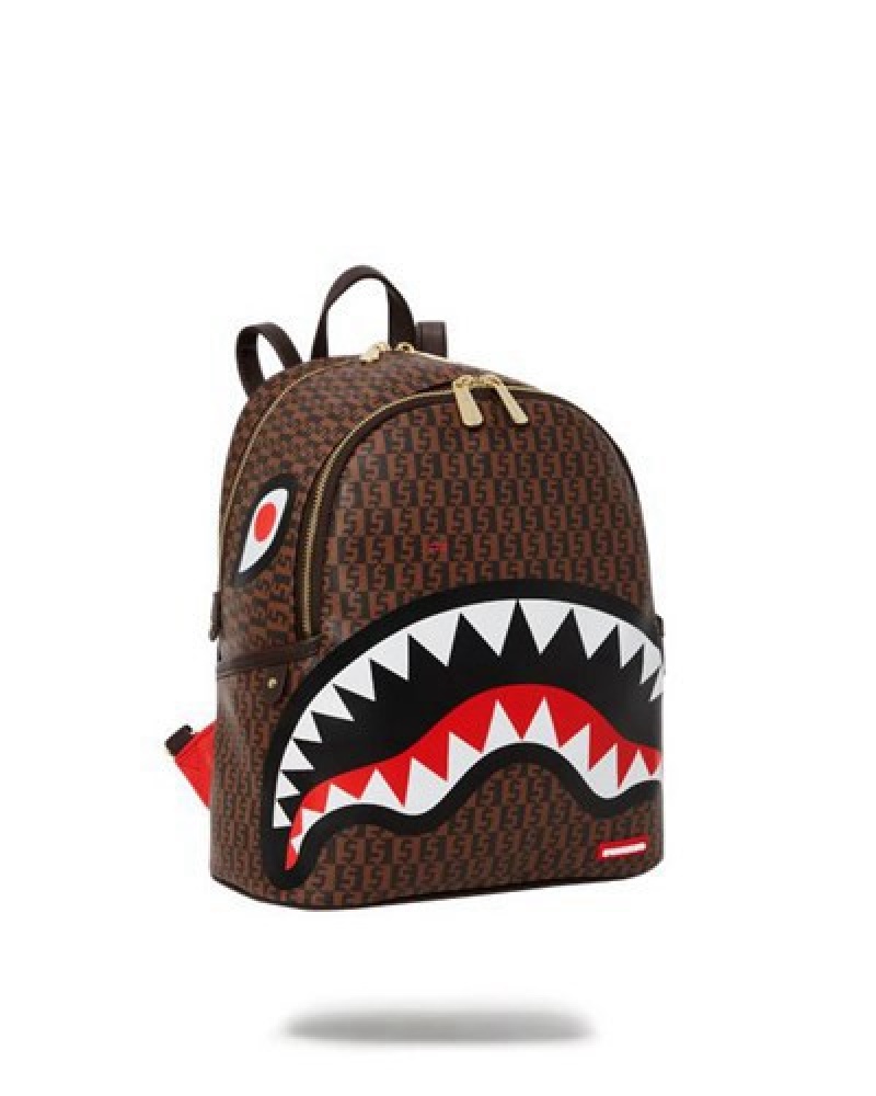 Brown Sprayground Cashin Checks Savage Backpacks | 24796-ECWY