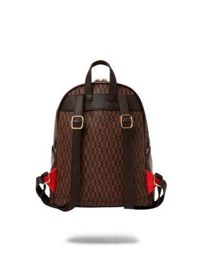 Brown Sprayground Cashin Checks Savage Backpacks | 24796-ECWY