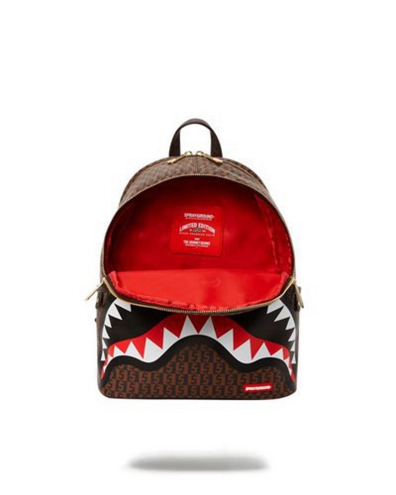 Brown Sprayground Cashin Checks Savage Backpacks | 24796-ECWY