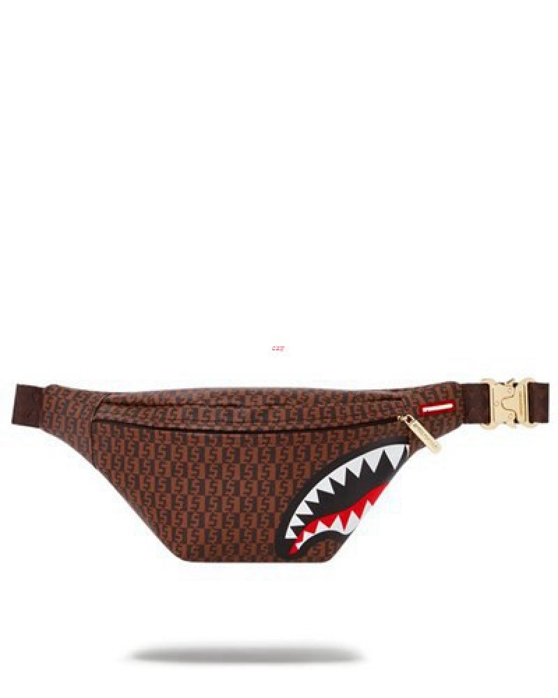 Brown Sprayground Cashin Checks Savvy Crossbody Bags | 83421-BDPM