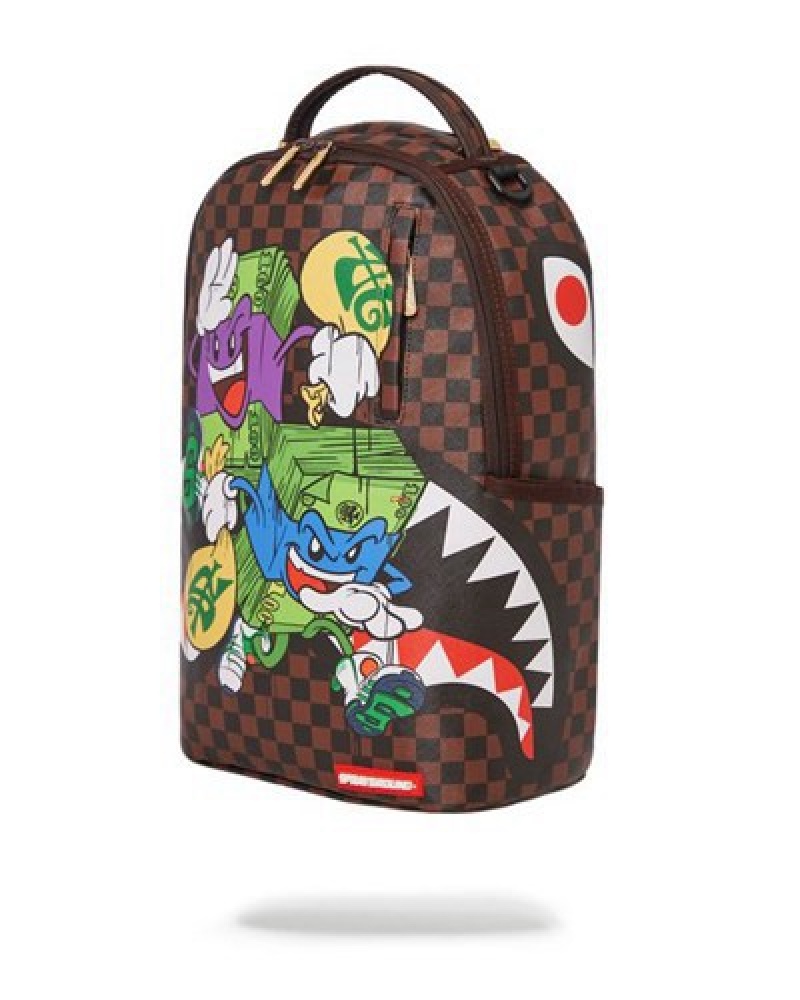 Brown Sprayground Chase Bank (Dlxv) Backpacks | 58607-WBOT