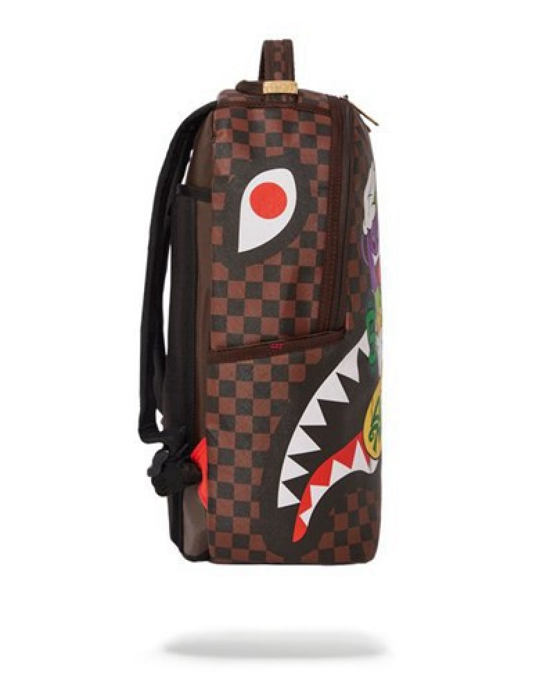 Brown Sprayground Chase Bank (Dlxv) Backpacks | 58607-WBOT