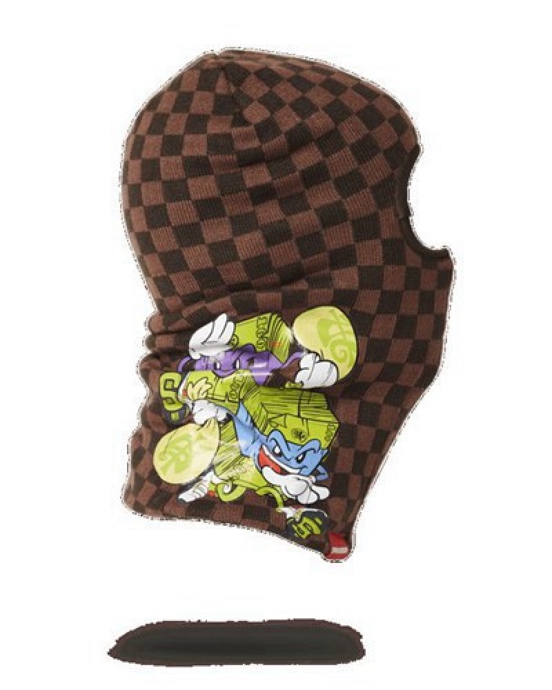 Brown Sprayground Chase Bank Ski Masks | 56014-YCHZ