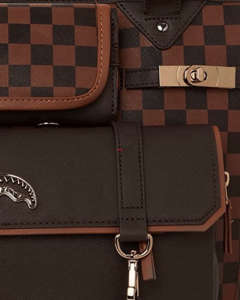 Brown Sprayground Checkmate Royale Handbag | 41250-RKTL