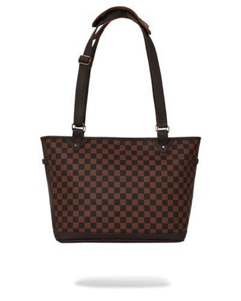 Brown Sprayground Checkmate Royale Handbag | 41250-RKTL