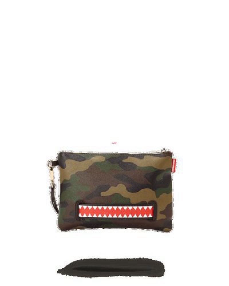 Brown Sprayground Checks In Camoflauge Crossover Clutch Bag | 80237-SWFJ